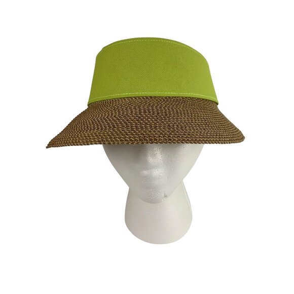 Eric Javits Squishee Straw Champ Womens Visor Lime Green UV Protection Packable - Picture 2 of 9